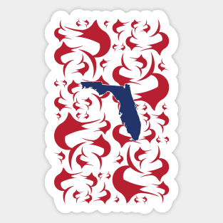 Florida engulfed in red Swordfish Marlin Pattern Sticker